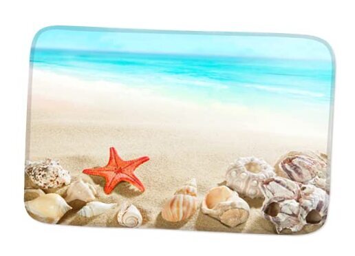 Bath Mat Bathroom Rug Summer Beach Shells Super Soft Non-Slip Machine Washable