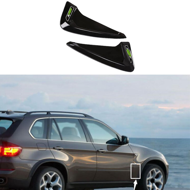 For BMW X5 X6 2008-2013 Black ABS Air Flow Vent Side Fender Decor Sticker Trim
