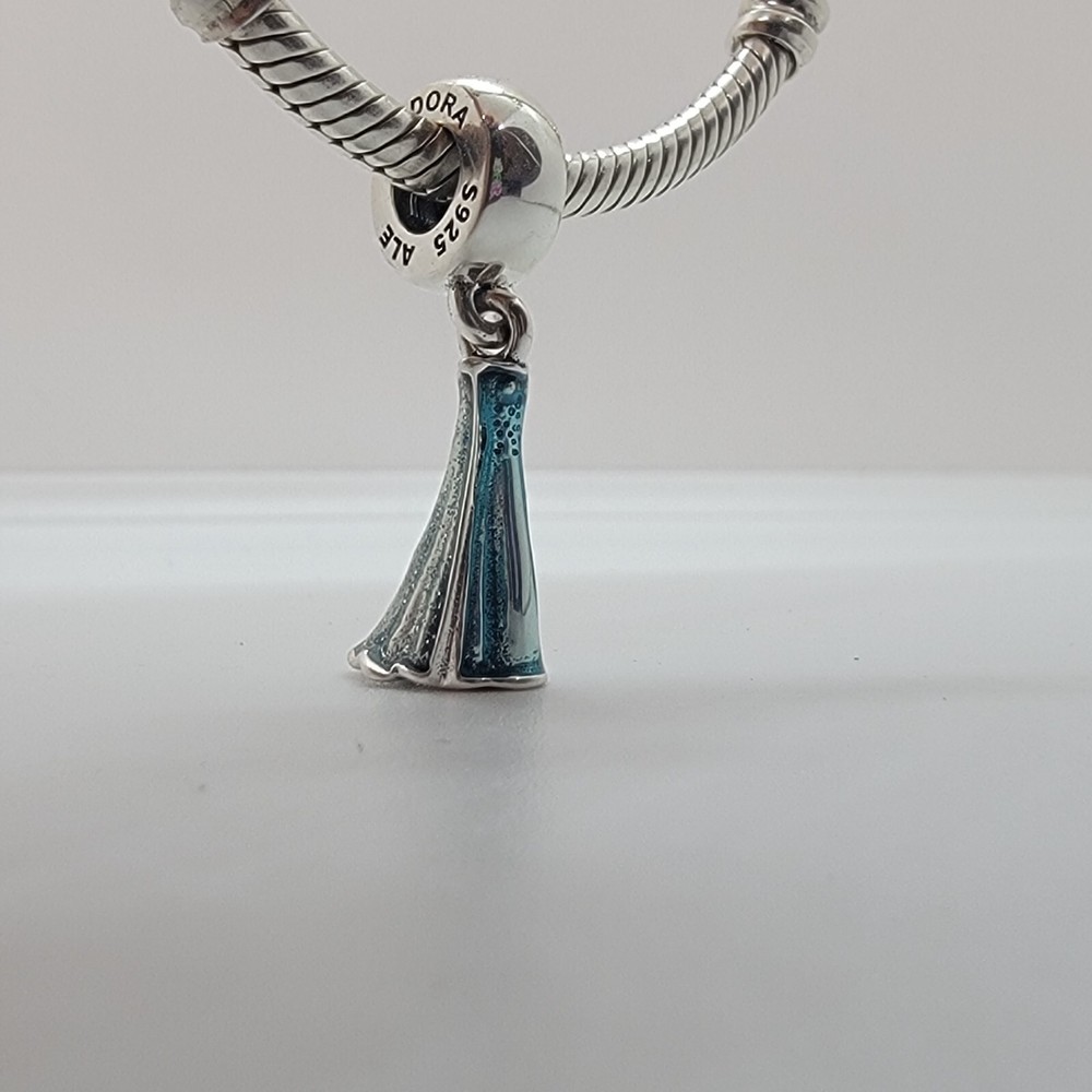 New Pandora Limited Edition Disney Elsa Inspired Dress Dangle Charm for Bracelets