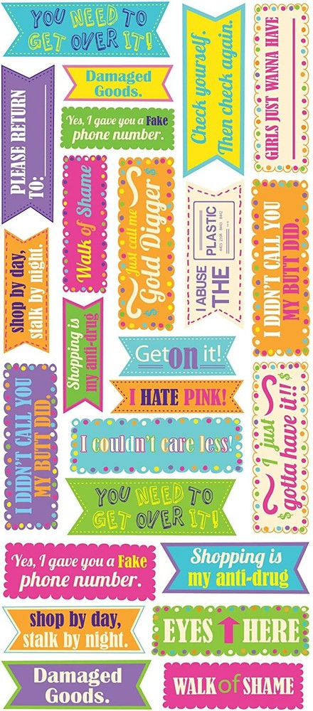 Sticko Sassy Teen Phrases Stickers Labels Teacher Supply DIY Crafts