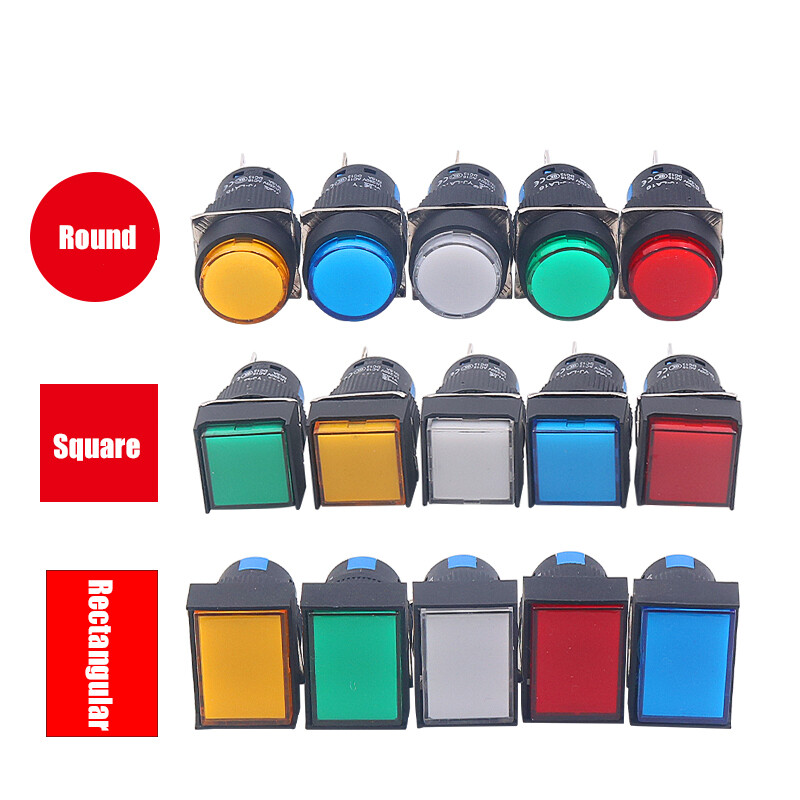 16mm Momentary Latching Push Button Switch in White Red Green Yellow Blue