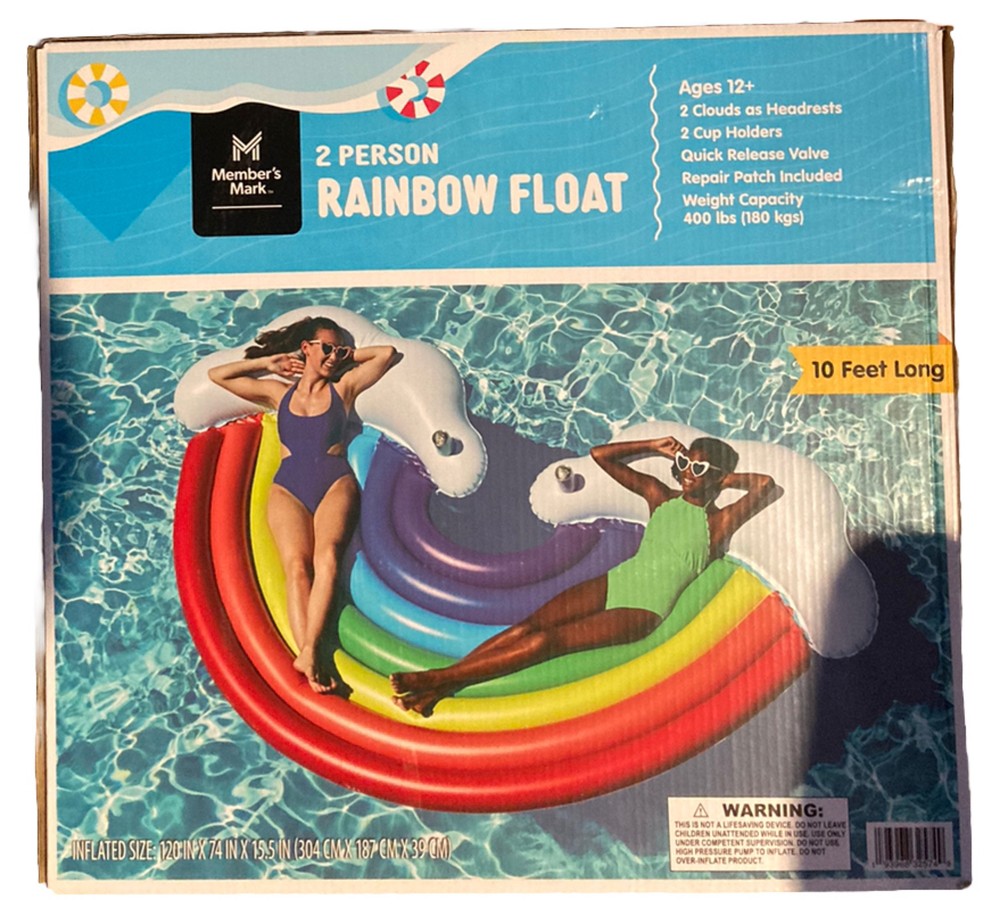 Members Mark 2-Person Rainbow Float with Cup Holders New Colors-image