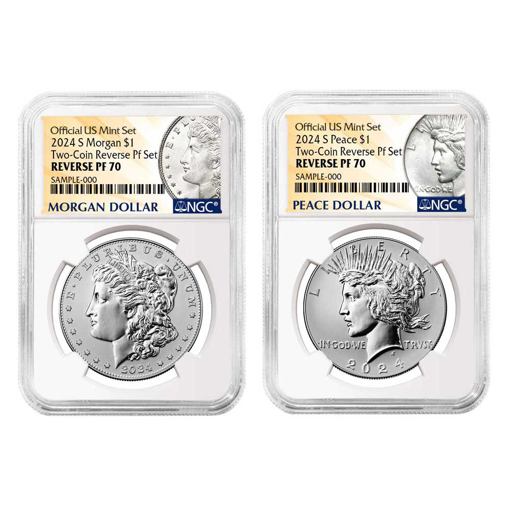 Presale - 2024-S Reverse Proof $1 Morgan and Peace Silver Dollar 2pc Set NGC ...-image