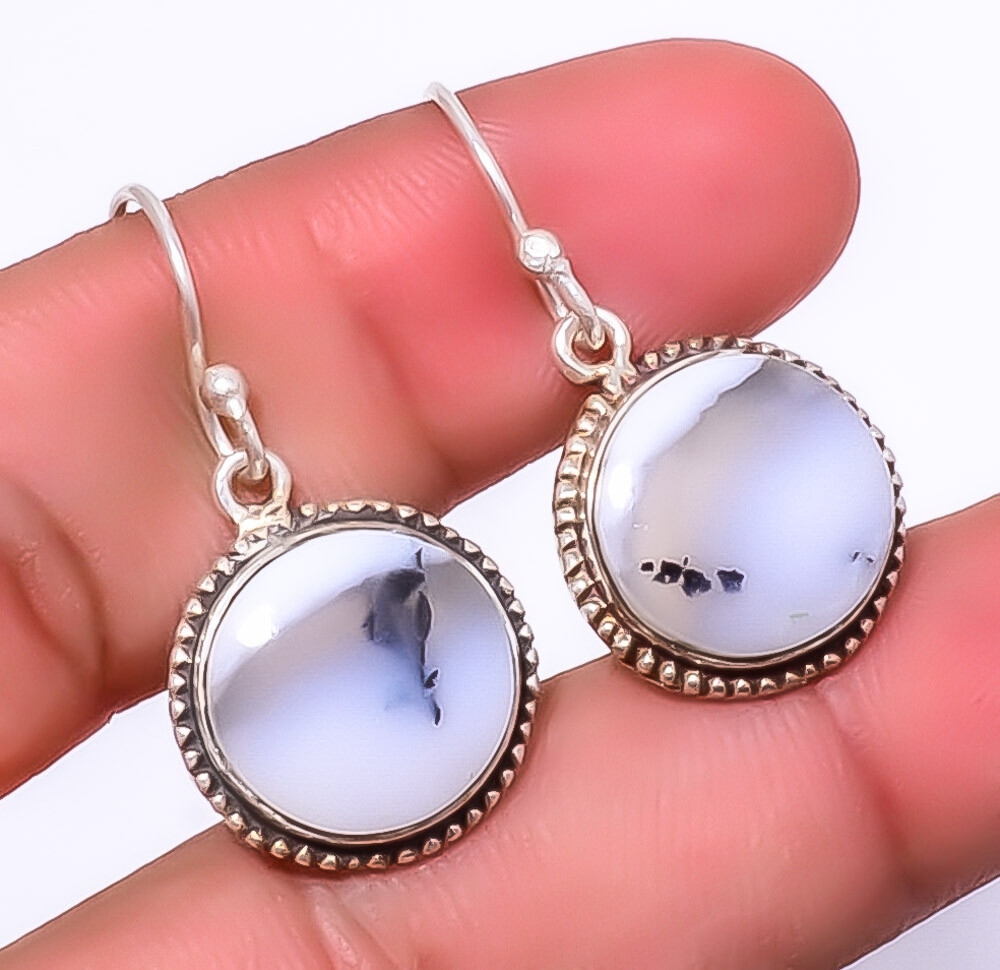 Dendritic Opal - Brazil Gemstone 925 Sterling Silver Jewelry Earring 1.37