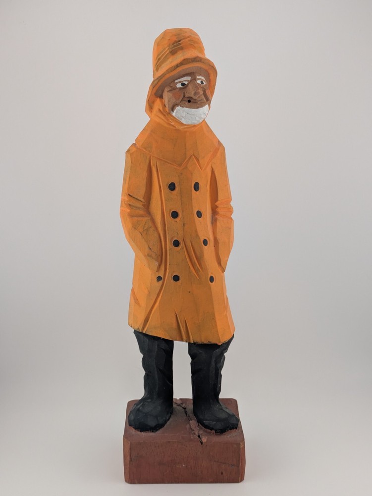 Vintage Hand Carved Wood Old Salt Maine Sea Ship Captain 12” Figure