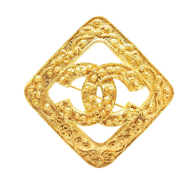 Chanel Vintage Coco Mark Gold Plated Brooch 771886