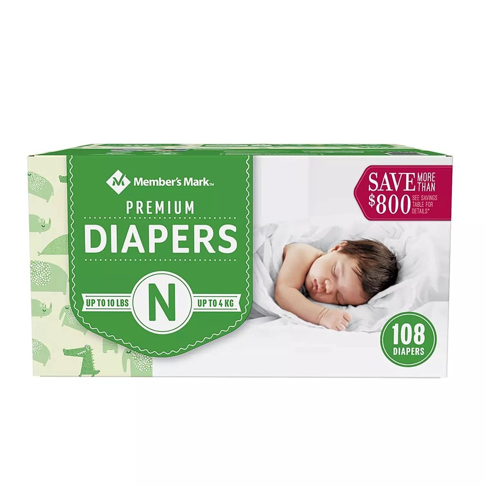 Members Mark Premium Newborn Diapers Size 1 (10 lb) 108 Count-image