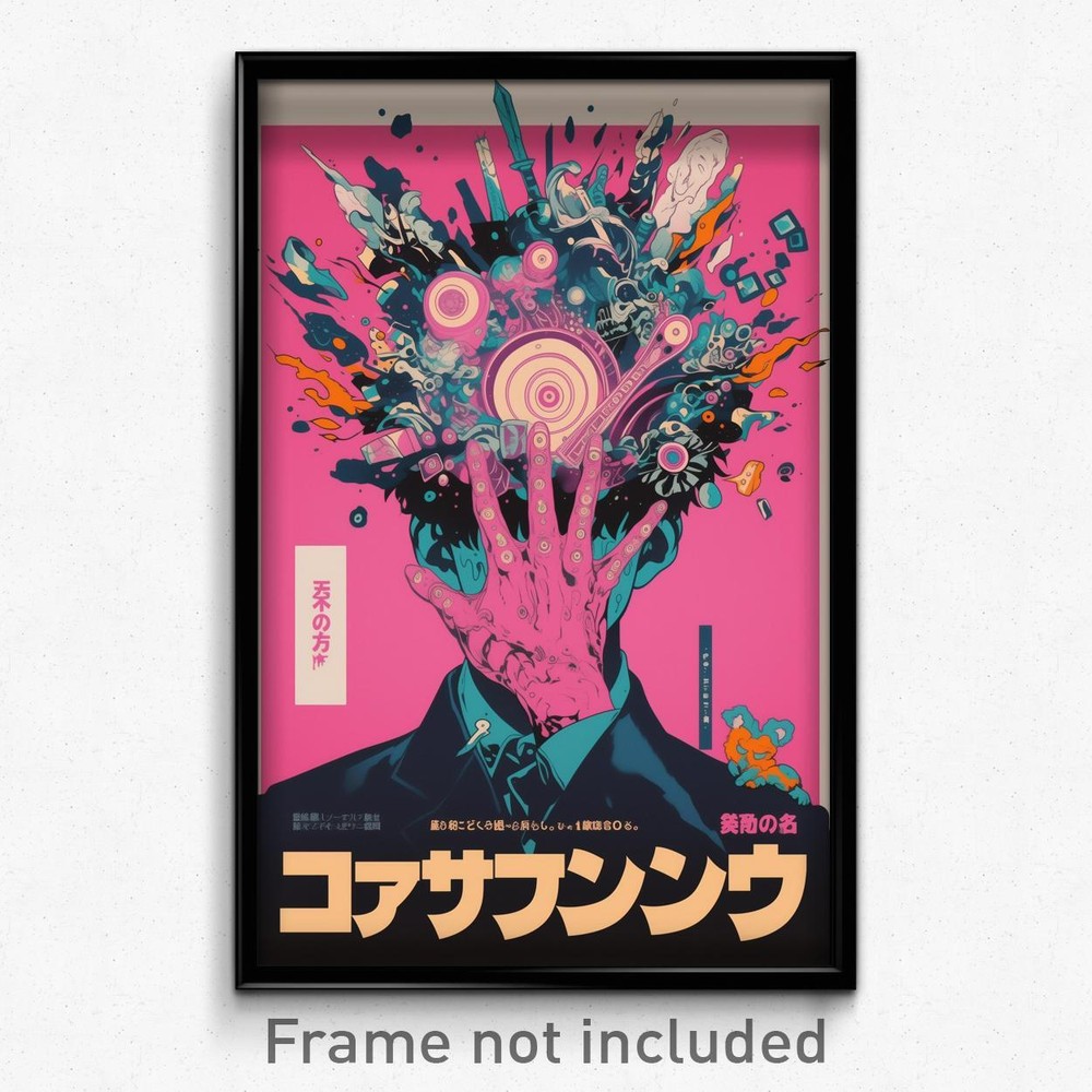 Stressed Boy in Pink Gloves Japanese Movie Poster Art Print