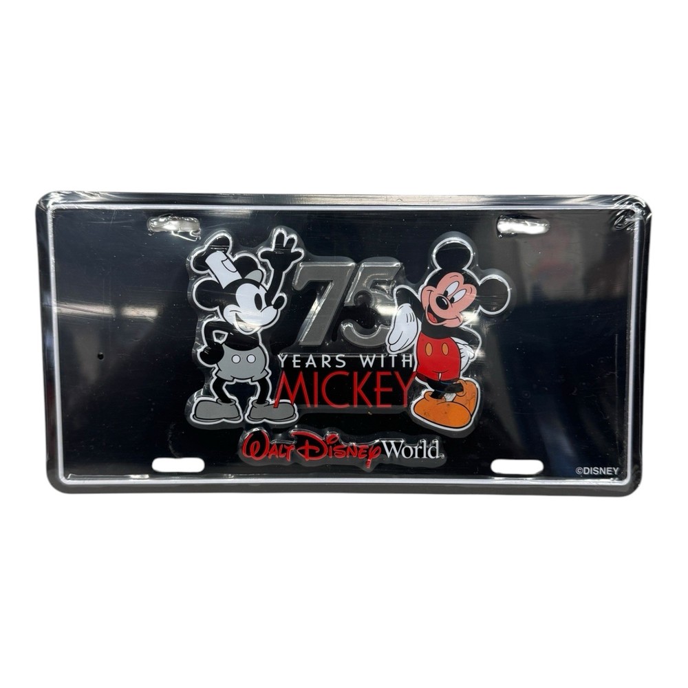 Vintage 2003 Disney World 75 Years Mickey Mouse Metal License Plate Sign New