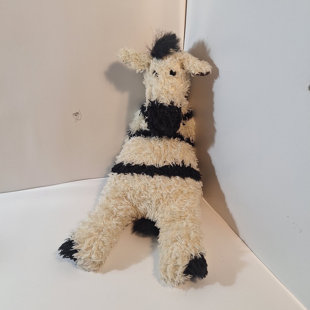 Jellycat London Plush Bunglie Black Stripe Zebra Floppy Slouchy Cream Plush