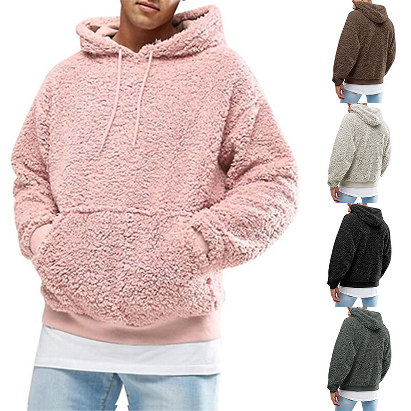 ☆Mens Winter Warm Teddy Bear Hooded Sweatshirt Long Sleeve Fluffy Fleece Hoodies