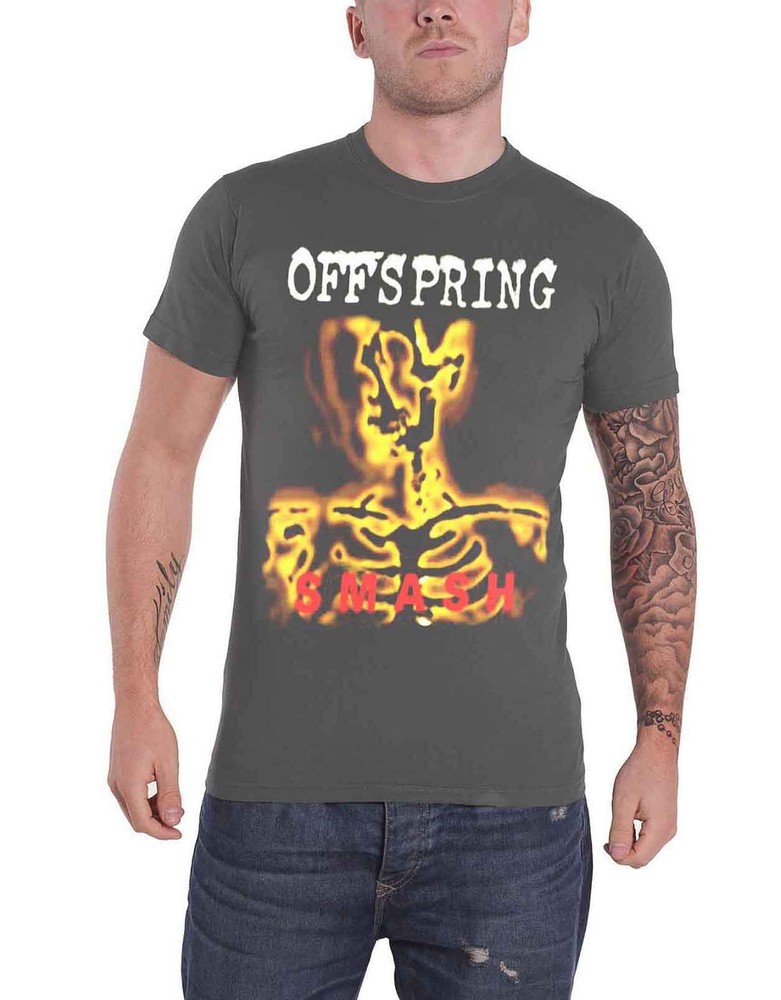 Official Offspring Smash 20 Band Logo Mens Grey T-Shirt