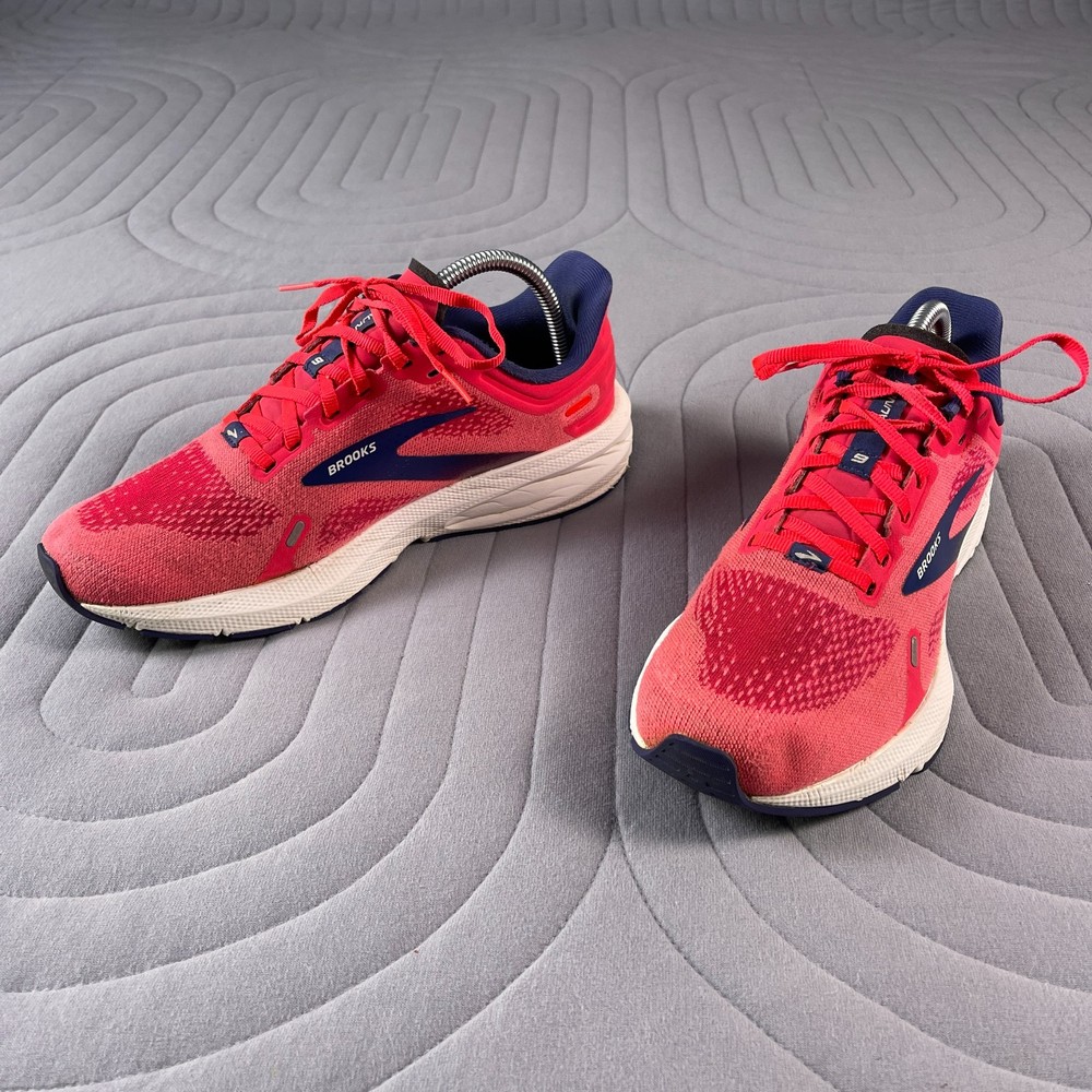 Brooks Launch 9 Womens Size 9 B Pink Blue White Athletic Running Shoes Sneakers