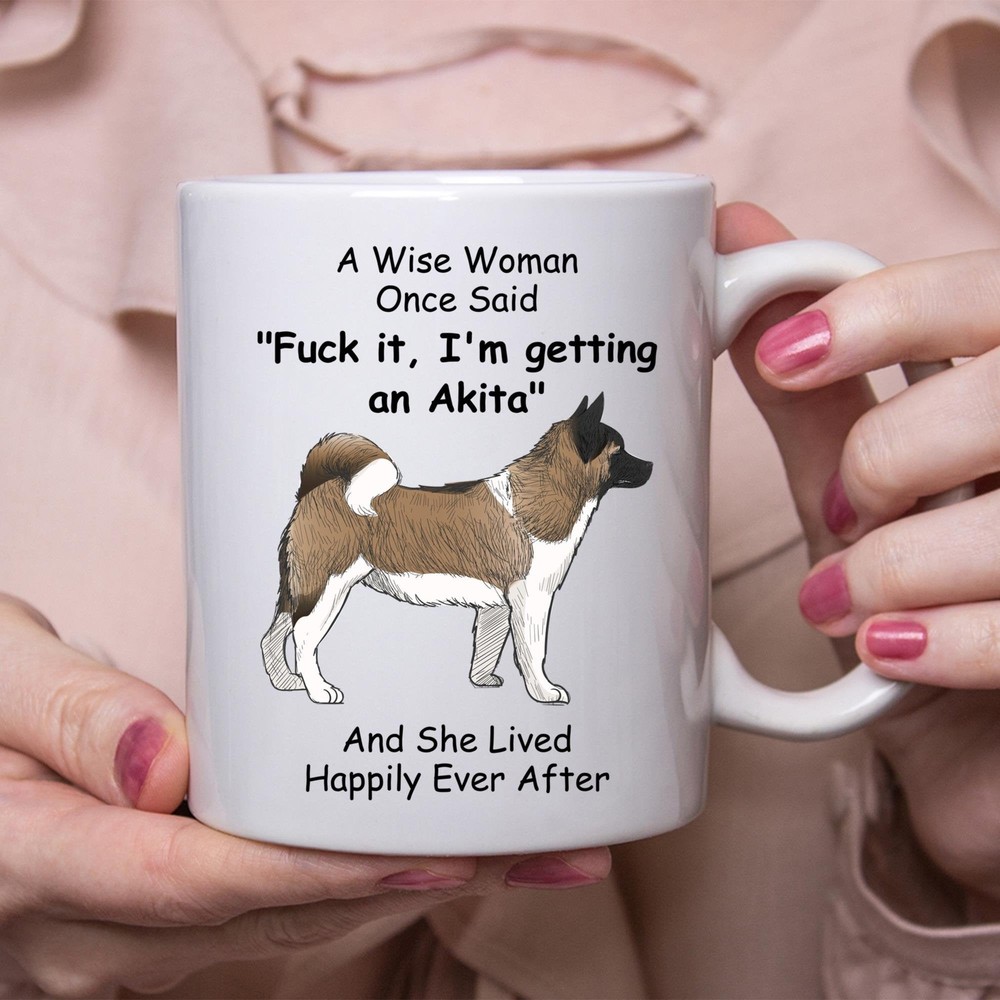 Funny Akita Dog Lover Gift White Coffee Mug For Women