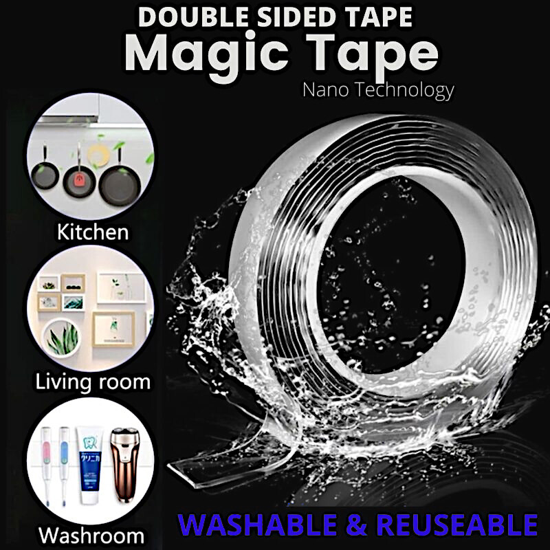 ALIEN NANO TAPE Double Side Reusable Removable Adhesive NO NAILS, HOOKS, SCREWS