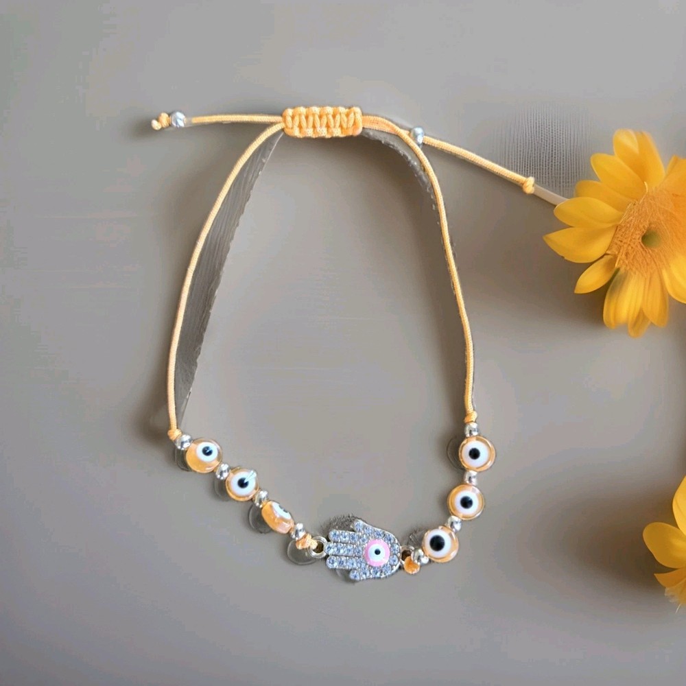 Evil Eye Protection Adjustable Mexican Style Slide Knot Bracelet Anklet