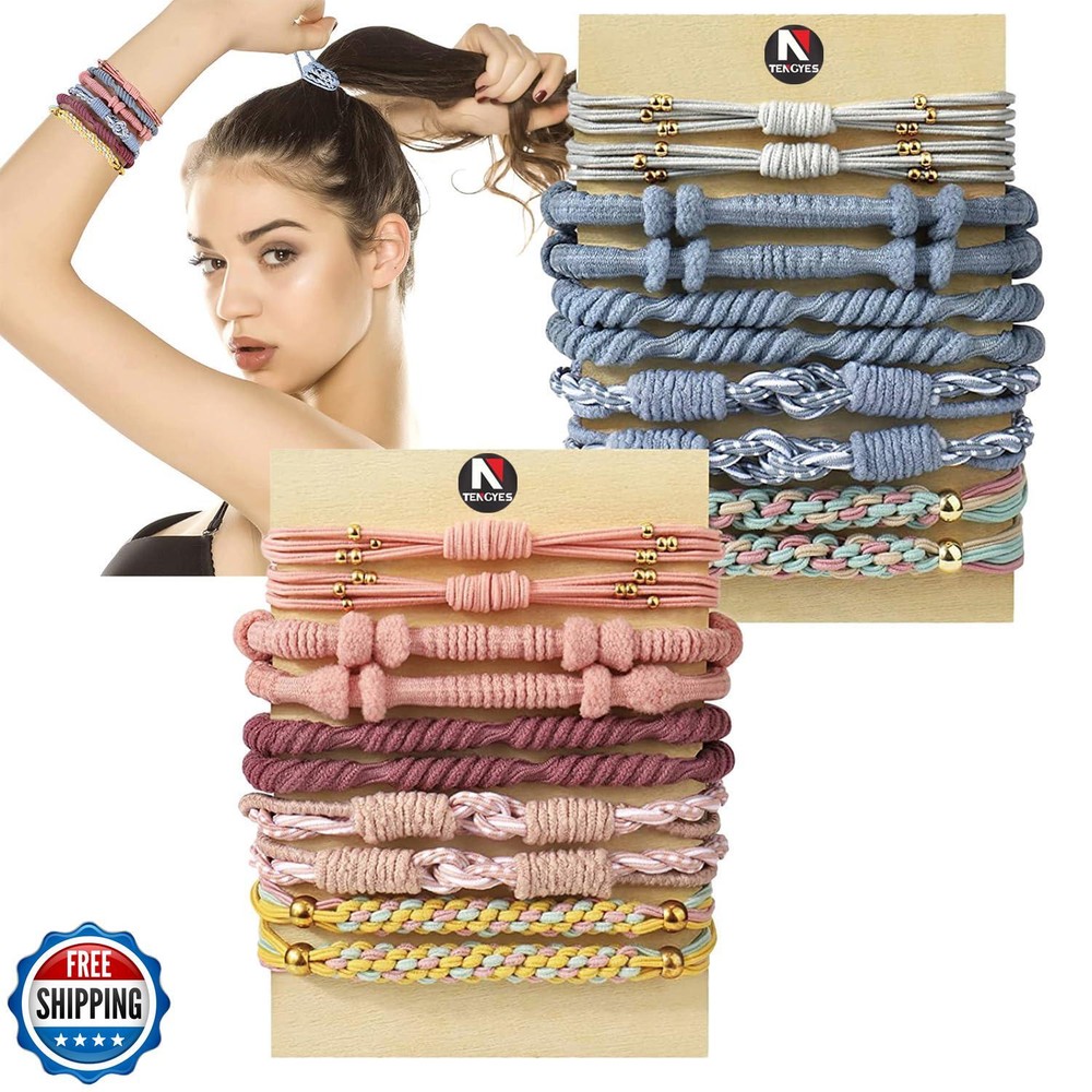 20-Pack Boho Dual-Use Hair Ties & Bracelets for Women & Girls