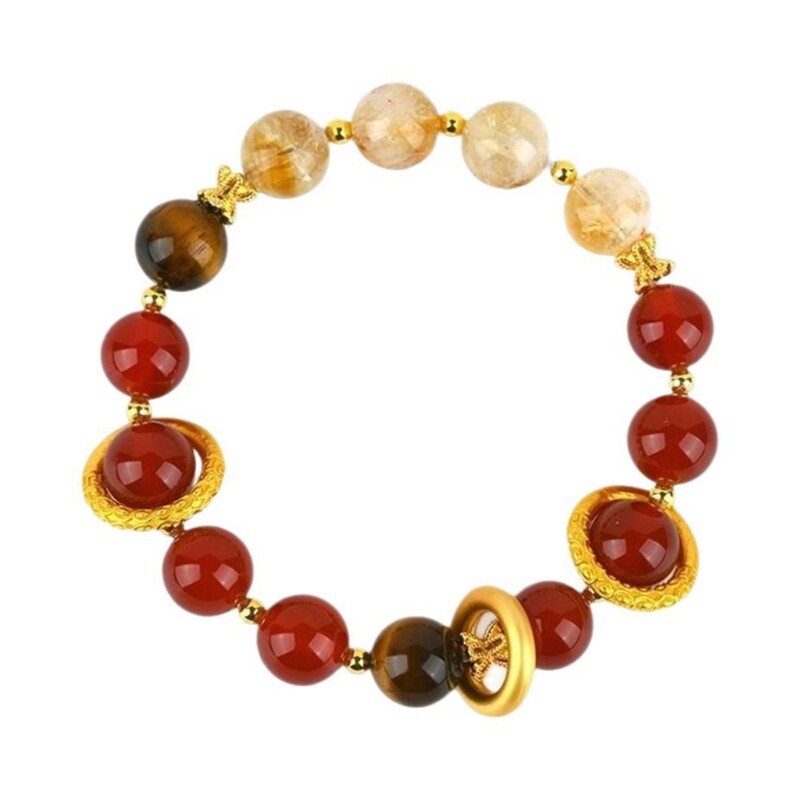 Handcrafted Red Agate and Yellow Stone Fashion Bracelet for Trendsetters  