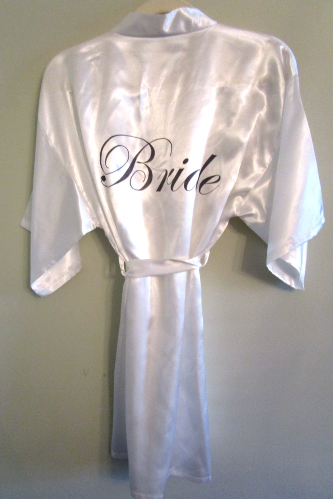 DAVIDS BRIDAL White Satin Short Robe Women Sz M 