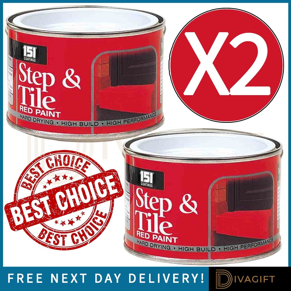 2 x STEP & TILE RED PAINT 151 WOOD METAL INDOOR OUTDOOR EXTERIOR INTERIOR 180ML
