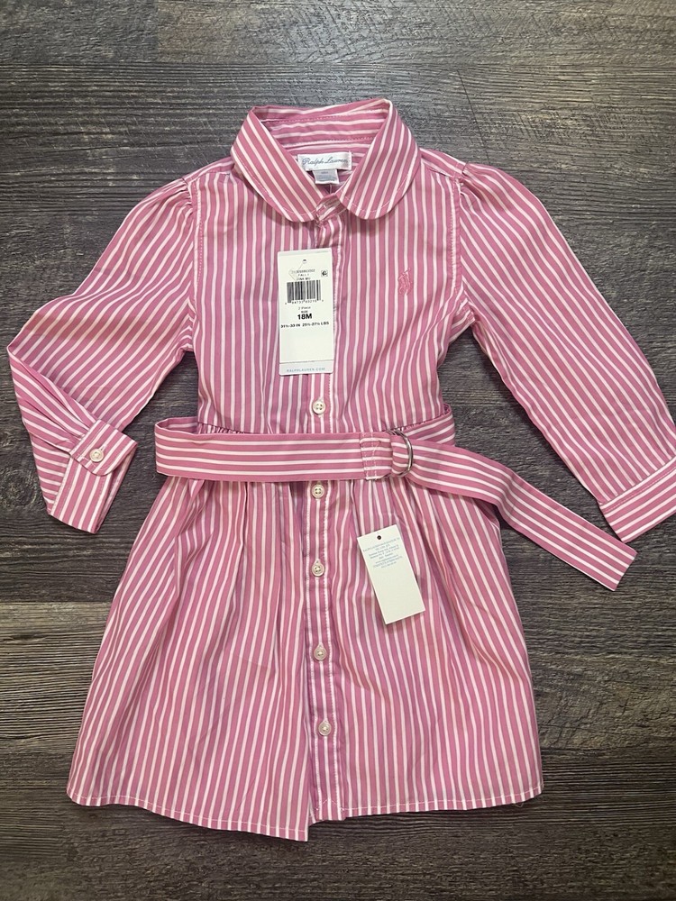 Ralph Lauren Polo Baby Striped Shirt Dress 18 Months