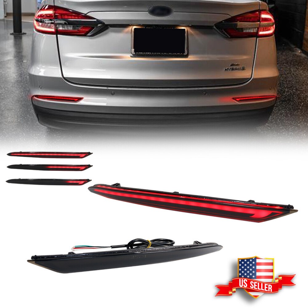 2PCS LED Bumper Reflector Brake Tail Signal Lights for 2019-2022 Ford Fusion
