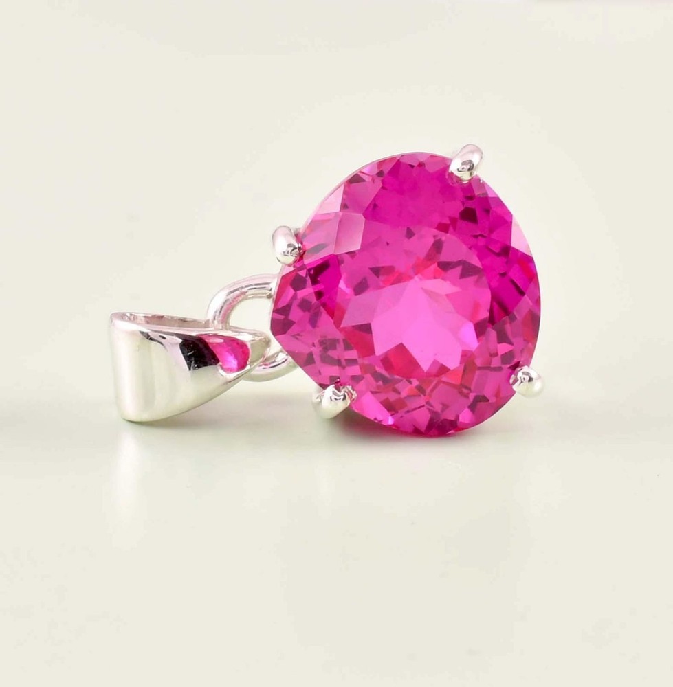 25.78 Ct A++ Natural Pink Sapphire Pear Cut Silver Pendant Gemstone