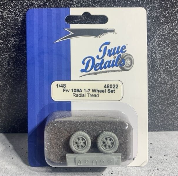 1/48 True Details- 48022 Fw 109A 1-7 Wheel Set - Radial Tread - Made in USA