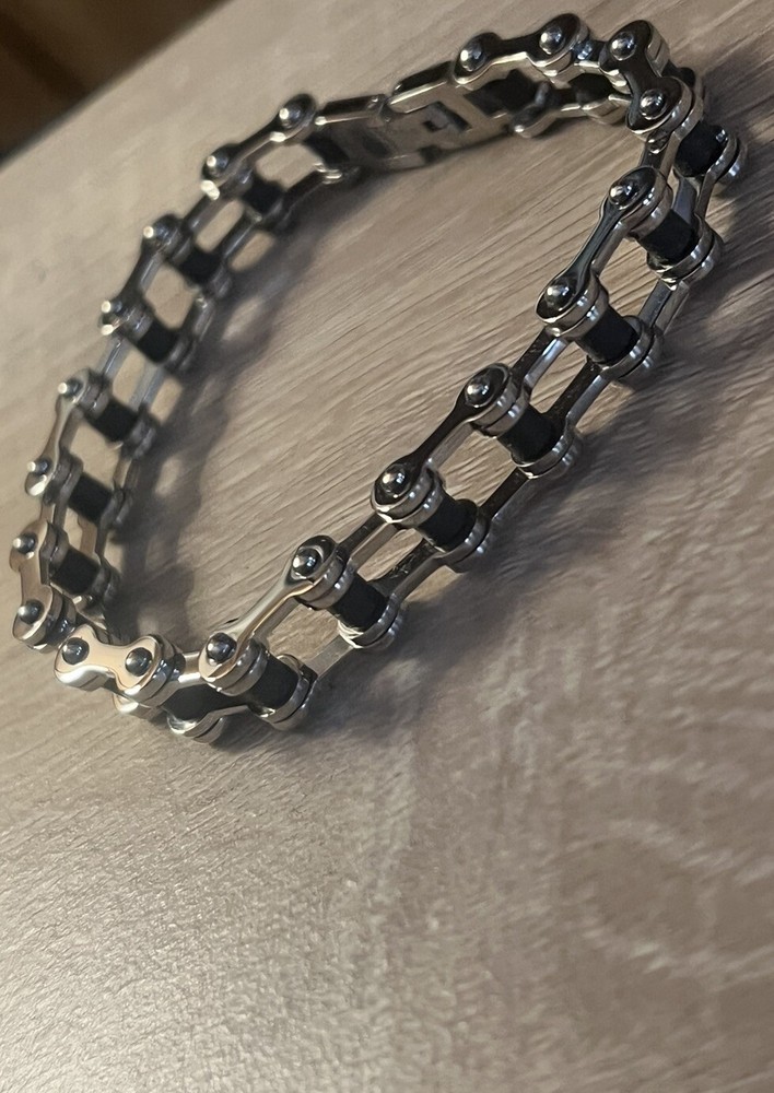 Men’s Motorcycle Chain Bracelet Punk Bicycle Chain Black Stainless Steel