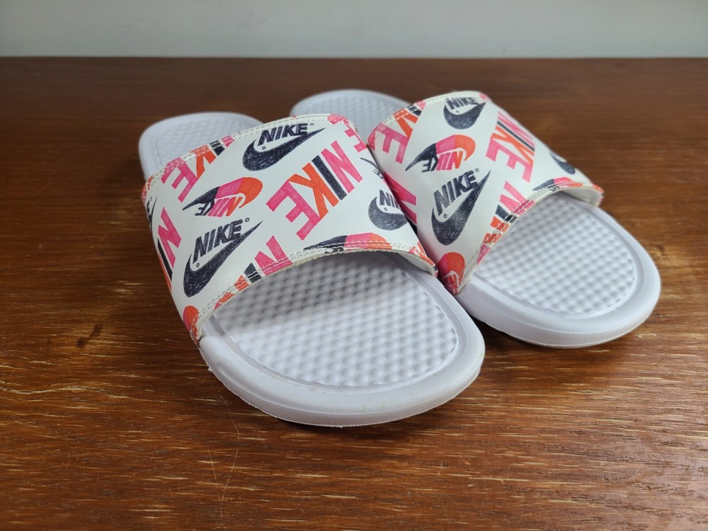 Nike Benassi JDI Floral Black Red Slide Sandals Womens Size 10