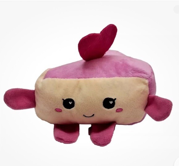 Fuzzy Friends Valentine’s Day Cake Slice Pink Hearts Plush Toy Stuffed Gift Idea