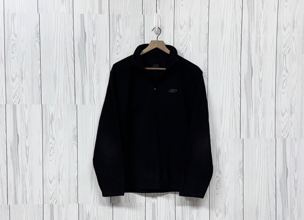 Reebok sweater mens size large quarter zip long sleeve black fleece