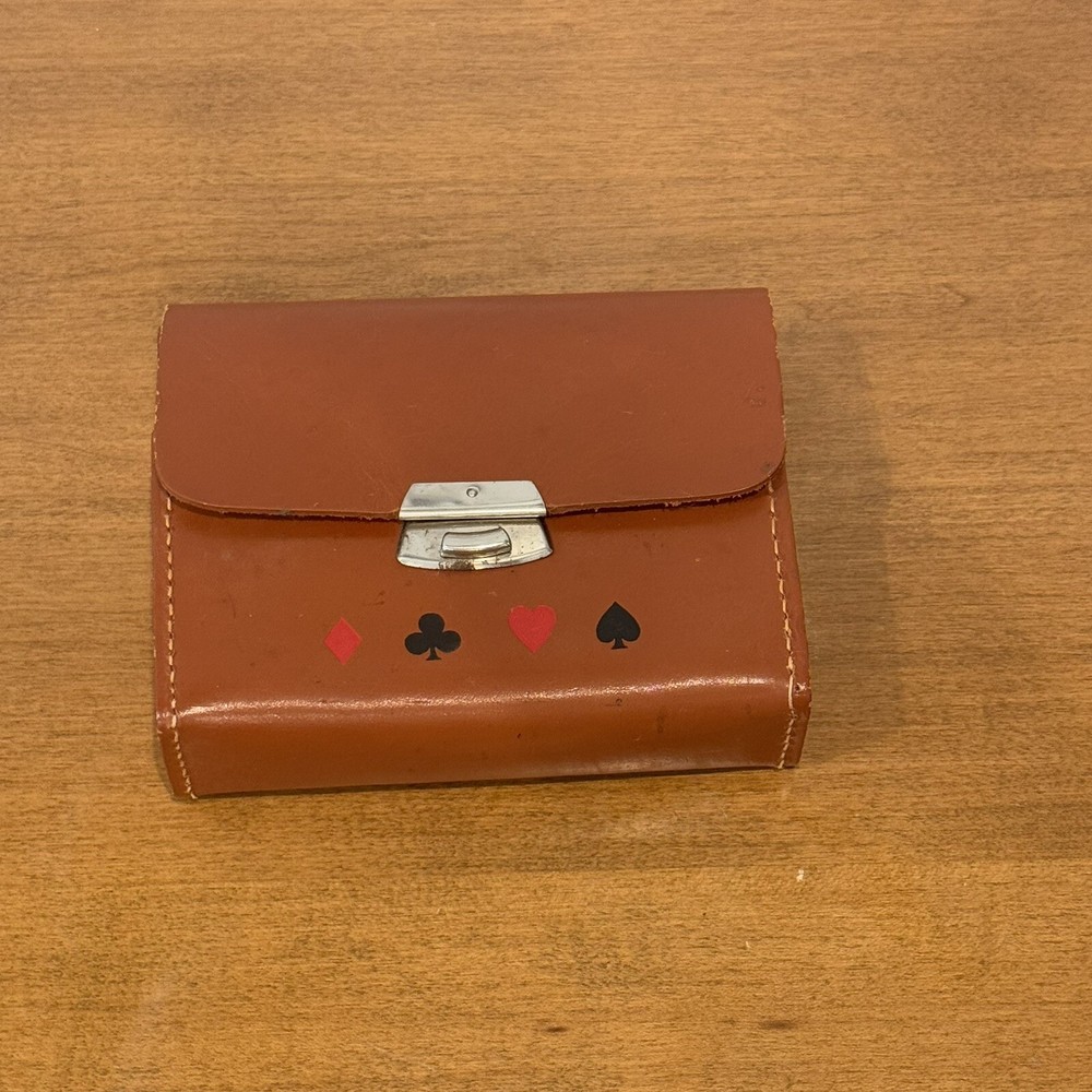 Genuine Leather Real Hide Playing Card Case Tarot Card Holder w/ Pencil England