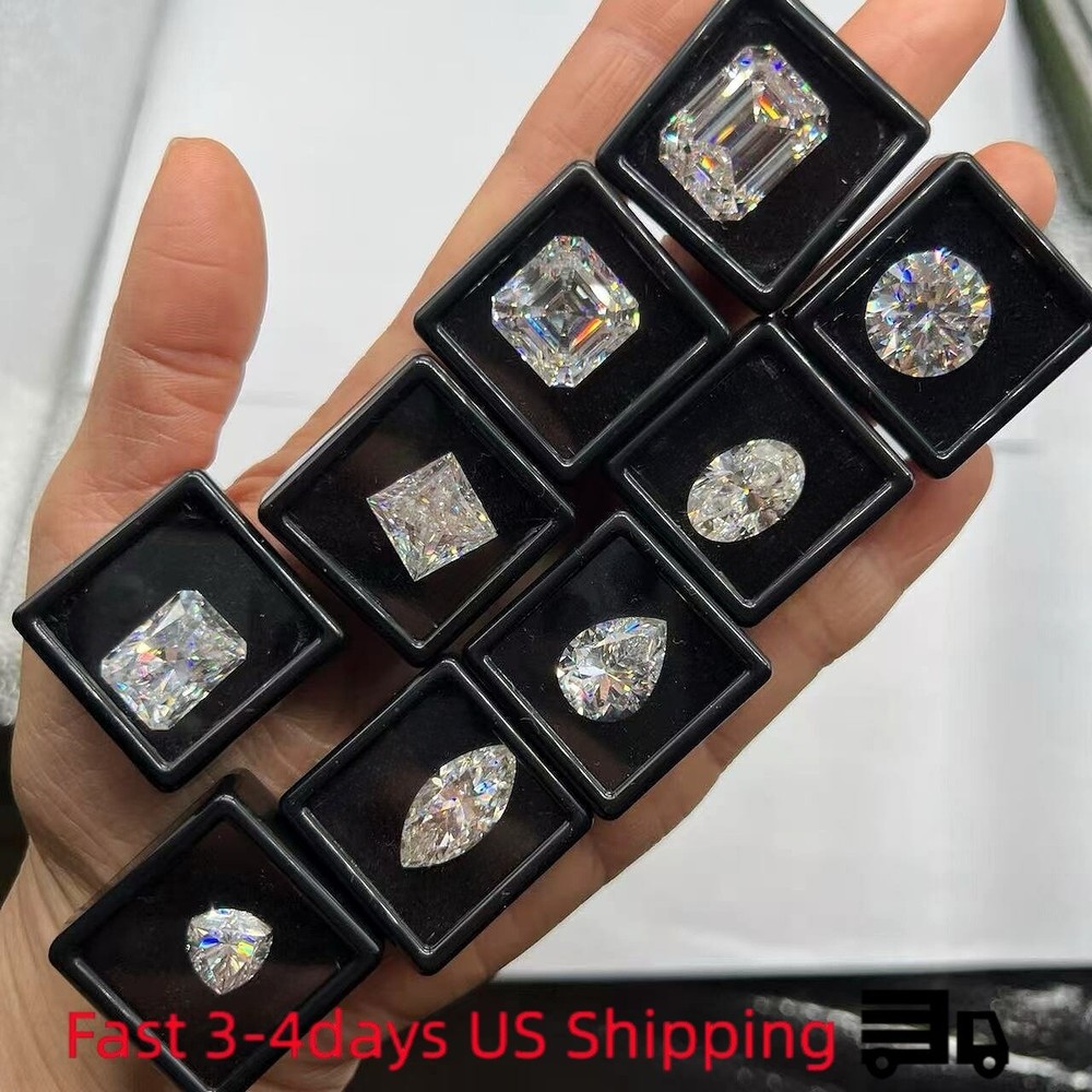 US 0.1-10ct Loose Moissanite Gem Stone VVS1 D Multi Cut with GRA Certificate