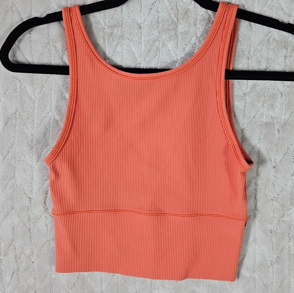 Lululemon Power Pivot Ribbed Tank Top Womens 4 Apricot Reversible Athletic Shirt