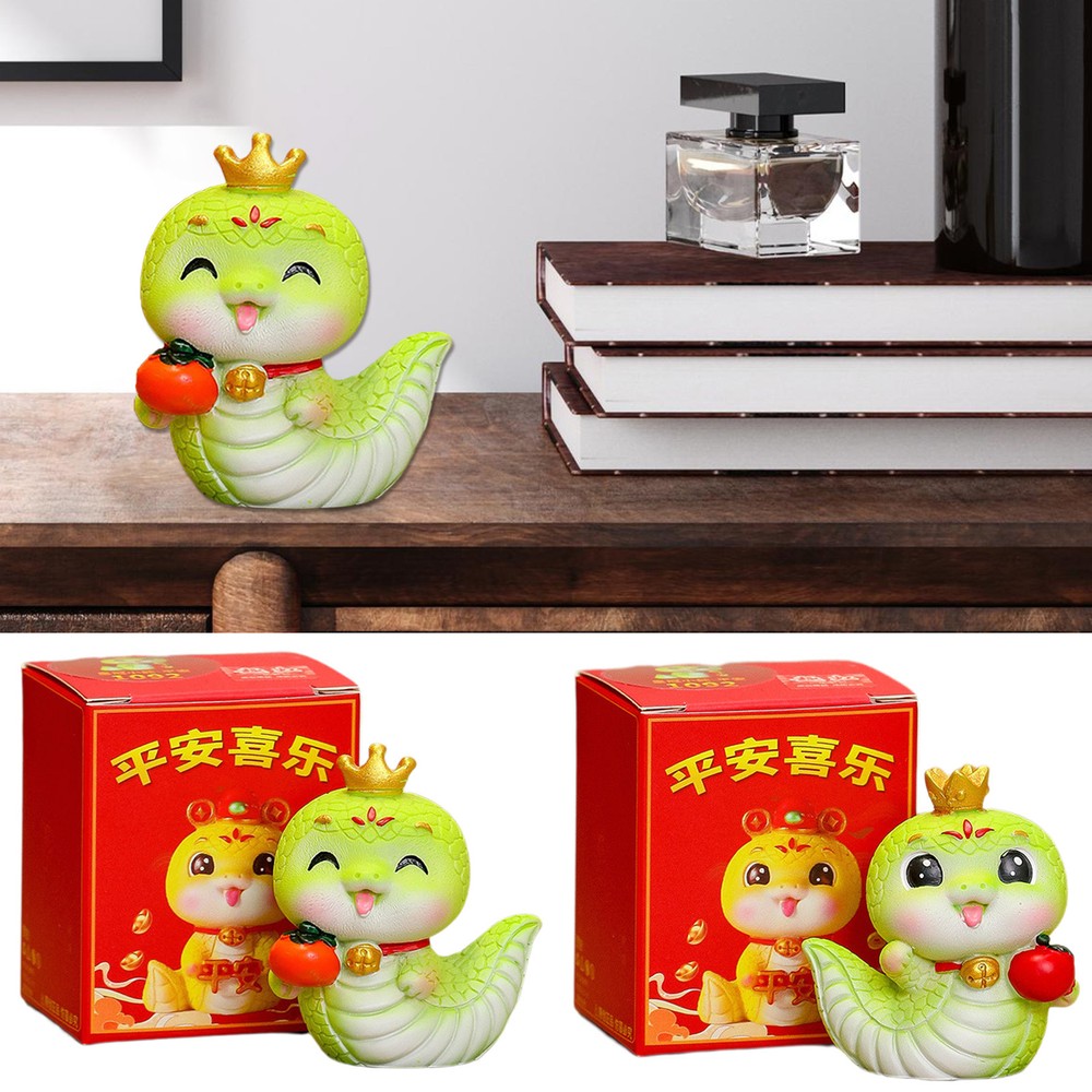 Chinese New Year 2025 Snake Figurine Decorative Green Animal Statue for Table