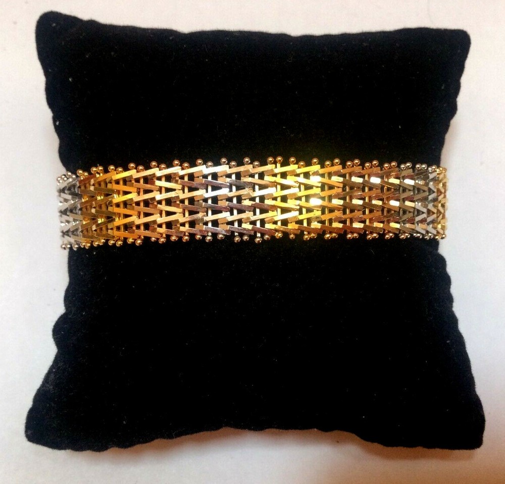 Vintage Tricolor Sterling Silver 6.75 Inch Designer Bracelet by Itaor Italy Brand New