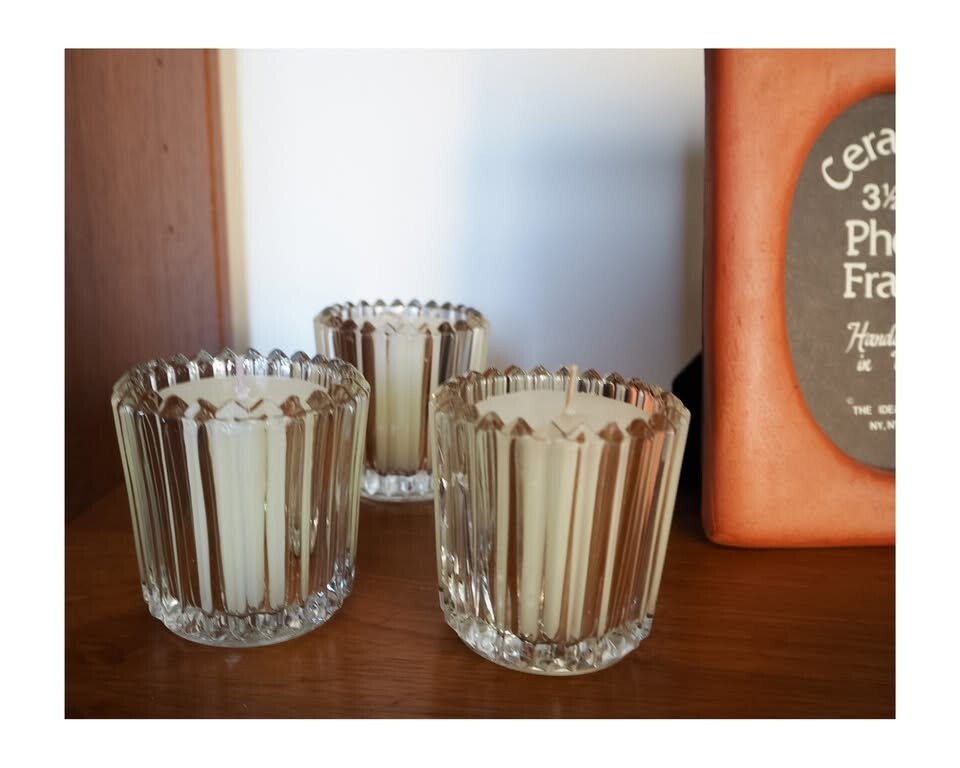 Vintage Art Deco glass votive holders set of 5 by Party Lite