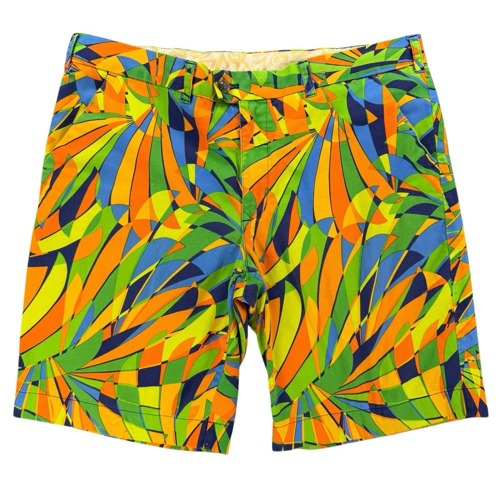Loudmouth Mens Peacock Golf Shorts Size 40 Multicolor Chino