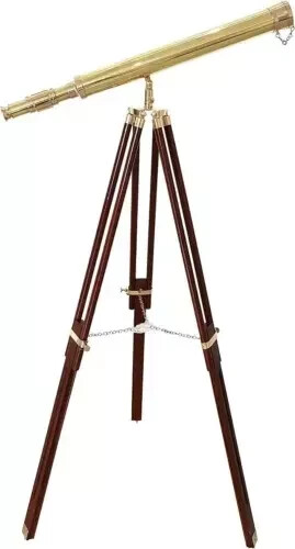Handcrafted Nautical Brass 18 inch Telescope With Wooden Tripod Stand Spyglass