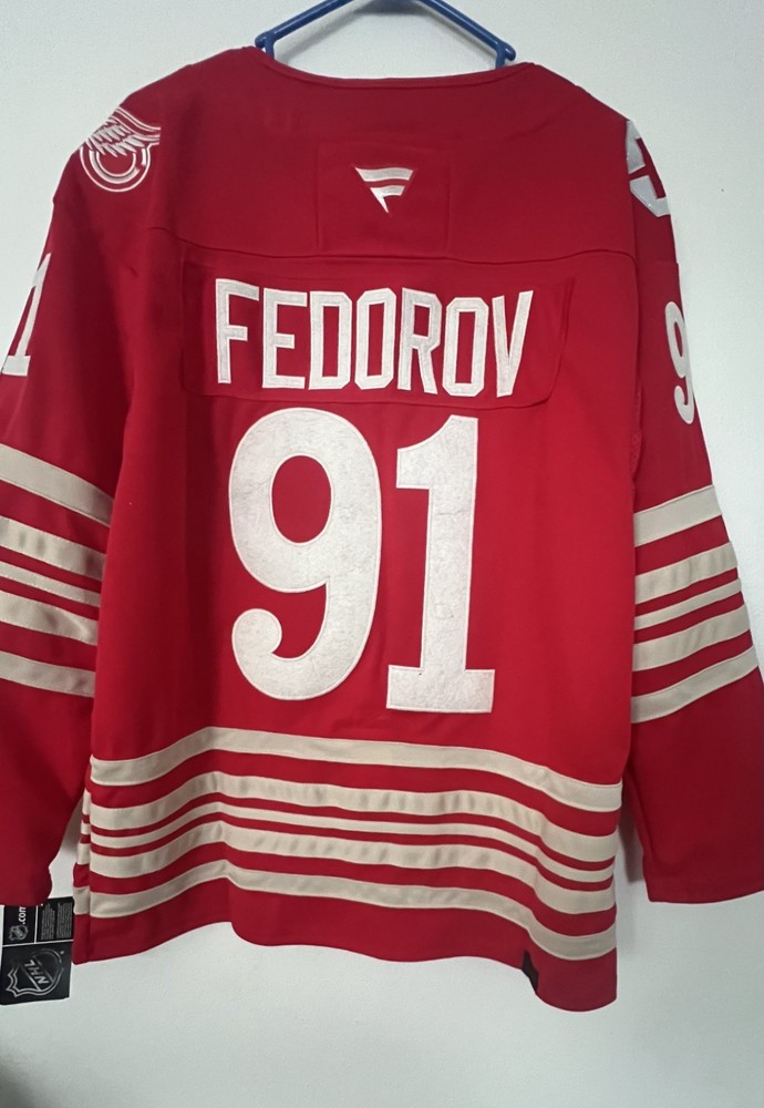 Detroit Red Wings #91 Sergei Fedorov New Red Stitched Jersey Mens Size M (50)