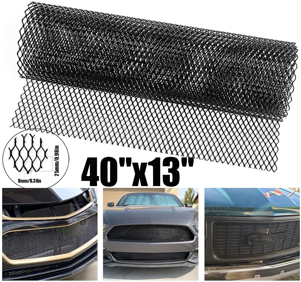 Universal Car Black Grille Mesh Net Aluminum Bumper Fender Grill Cover 40''x13''