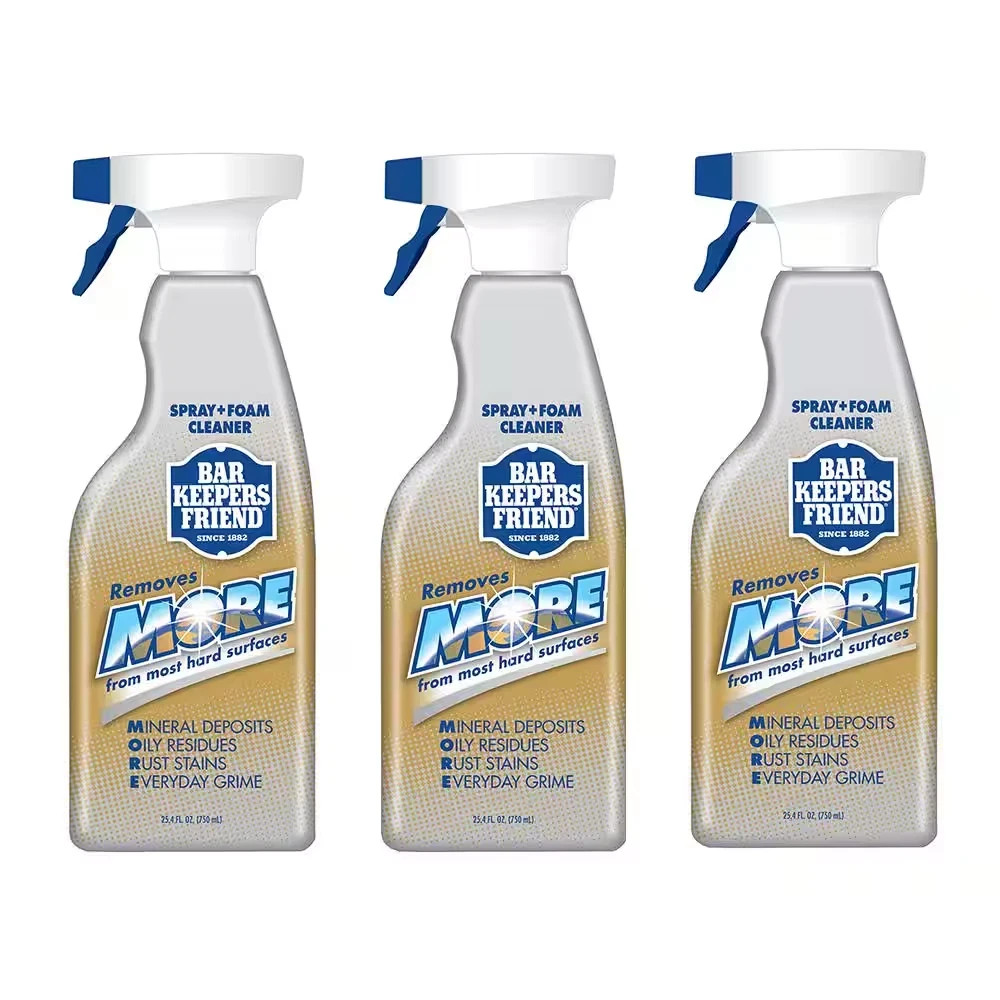 Bar Keepers Friend Spray & Foam 3-Pack Rust Grime Stain Remover 25.4 oz