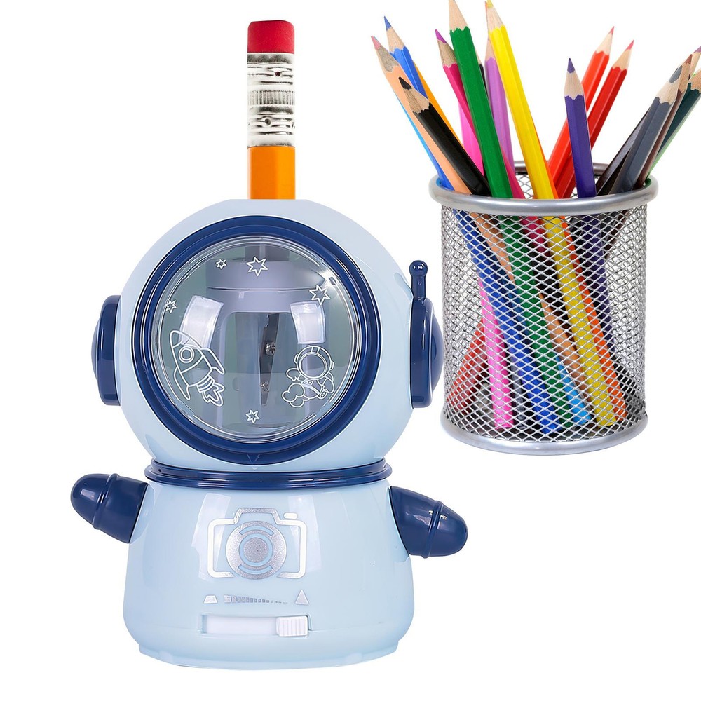 Pencil Sharpeners Spaceman Electric Pencil Sharpener for Classroom Auto Stop