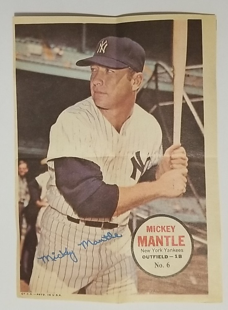 1967 Topps Posters Insert #6 Mickey Mantle 5x7 Pin-up Yankees HOF - Excellent #2