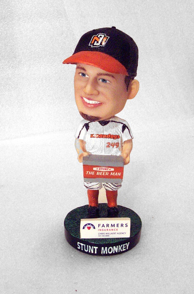 STUNT MONKEY Bobblehead Moondogs Mankato MN The Beer Man Northwoods Baseball