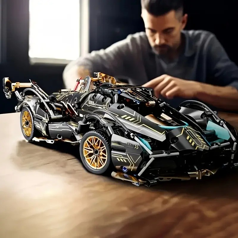 1690PCS Green Racing Car Building Blocks Toy, ABS DIY Model Kit for Home & Offic