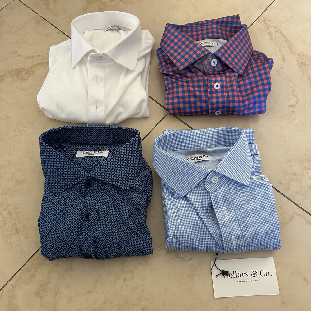 Collars & Co Shirt Mens Size Medium M Lot of 4 Dress Collar Polo