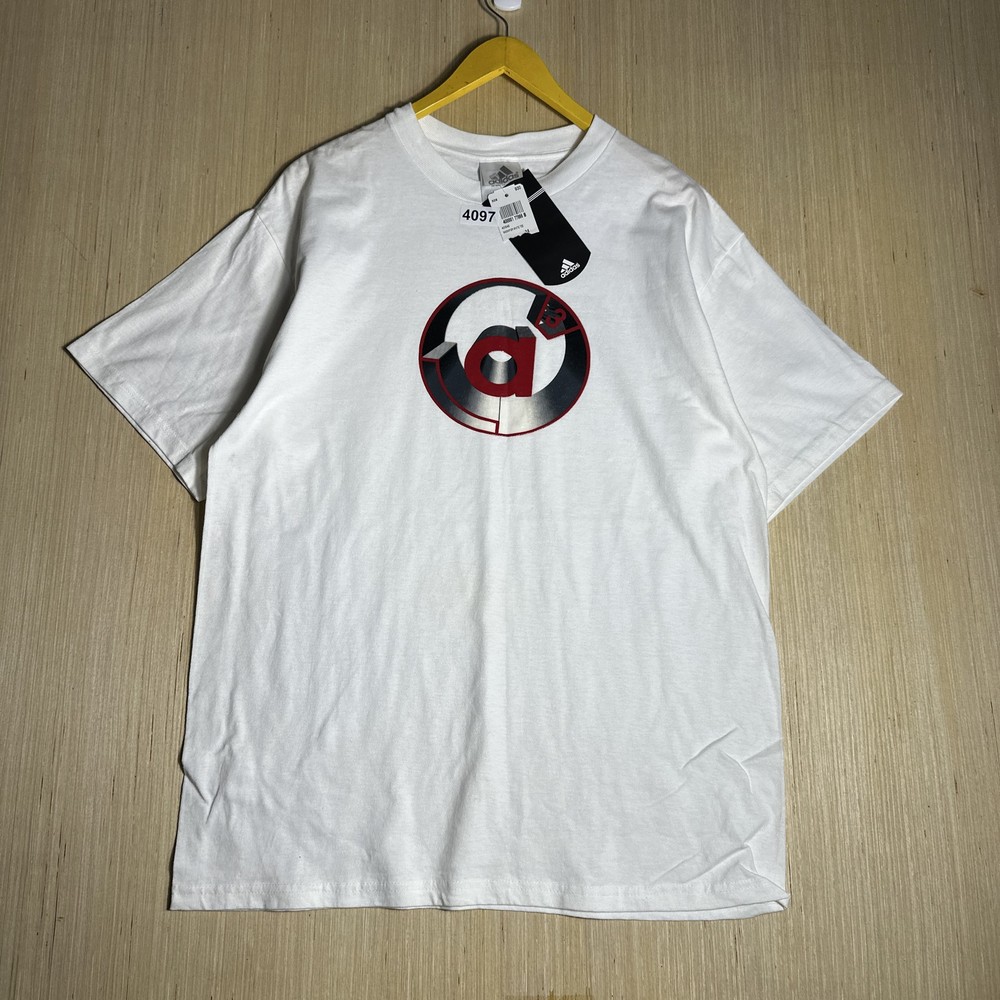 Vintage Y2K Adidas White T-Shirt Men's Medium Graphic Print NWT