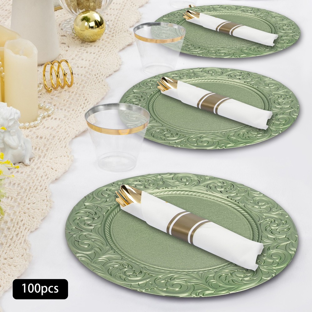100 Pack 13 Inch Round Charger Plates Wedding Dinner Reusable Chargers Plates